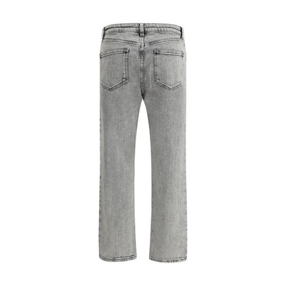 Fabiana Filippi Gray Cotton Straight-Leg Jeans, vintage washed-out design, 100% cotton, perfect for a casual, versatile look.