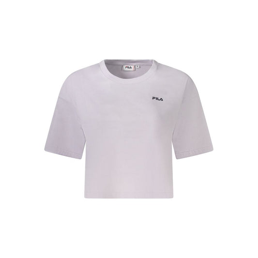 Fila Pink Cotton Women T-Shirt with iconic logo and cropped fit, organic fabric for chic comfort and bold fashion statement.