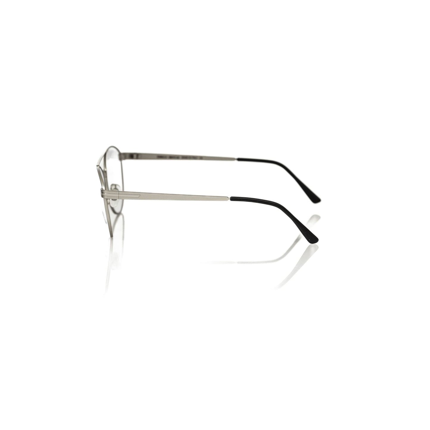 Side view of Frankie Morello Silver Metallic Unisex Frame showcasing elegant Italian craftsmanship and sleek metallic design.