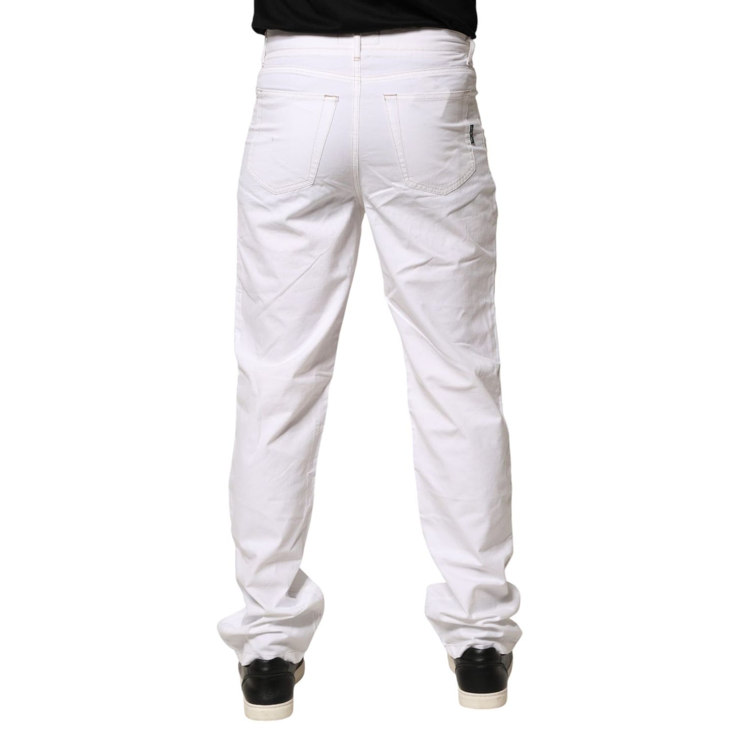 Fred Perry White Cotton Mid Waist Straight Men Denim Jeans