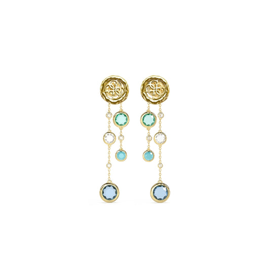 GUESS JEWELS JEWELRY Mod. JUBE05091JWYGAQT-U gold and gemstone dangling earrings