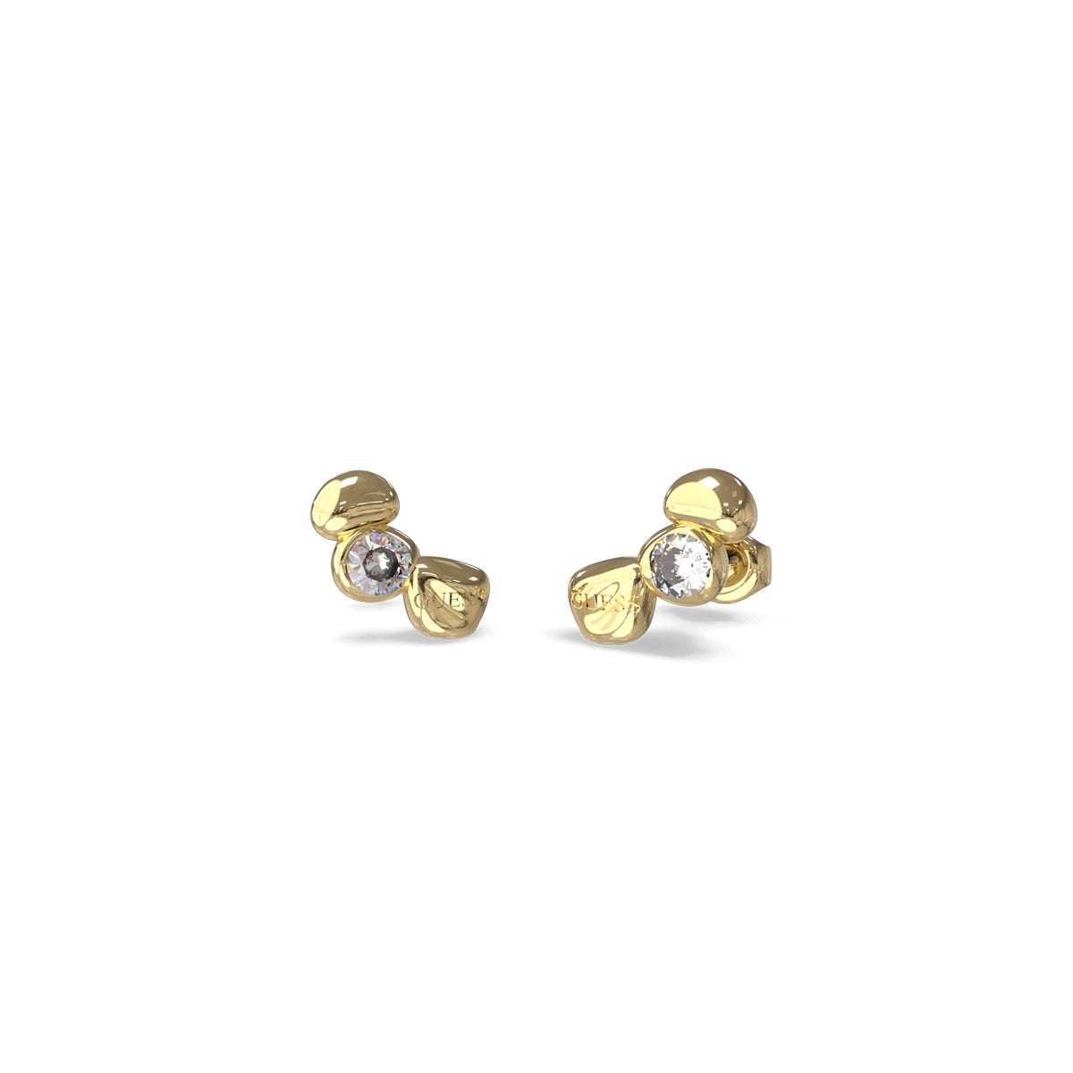 Gold earrings from GUESS JEWELS JEWELRY Mod. JUBE05189JWYGT-U showcasing elegant design and clear gemstones.