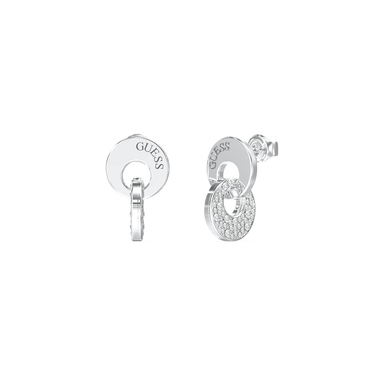 GUESS JEWELS JEWELRY Mod. JUBE05221JWRHT-U silver earrings with clear crystal accents