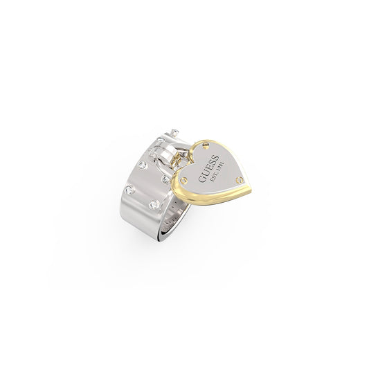GUESS JEWELS JEWELRY Mod. JUBR04205JWYGRH52 heart-shaped bracelet with silver and gold accents.