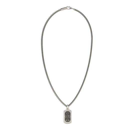 GUESS JEWELS JEWELRY Mod. JUMN05017JWSTBKT-U silver necklace with black stone pendant