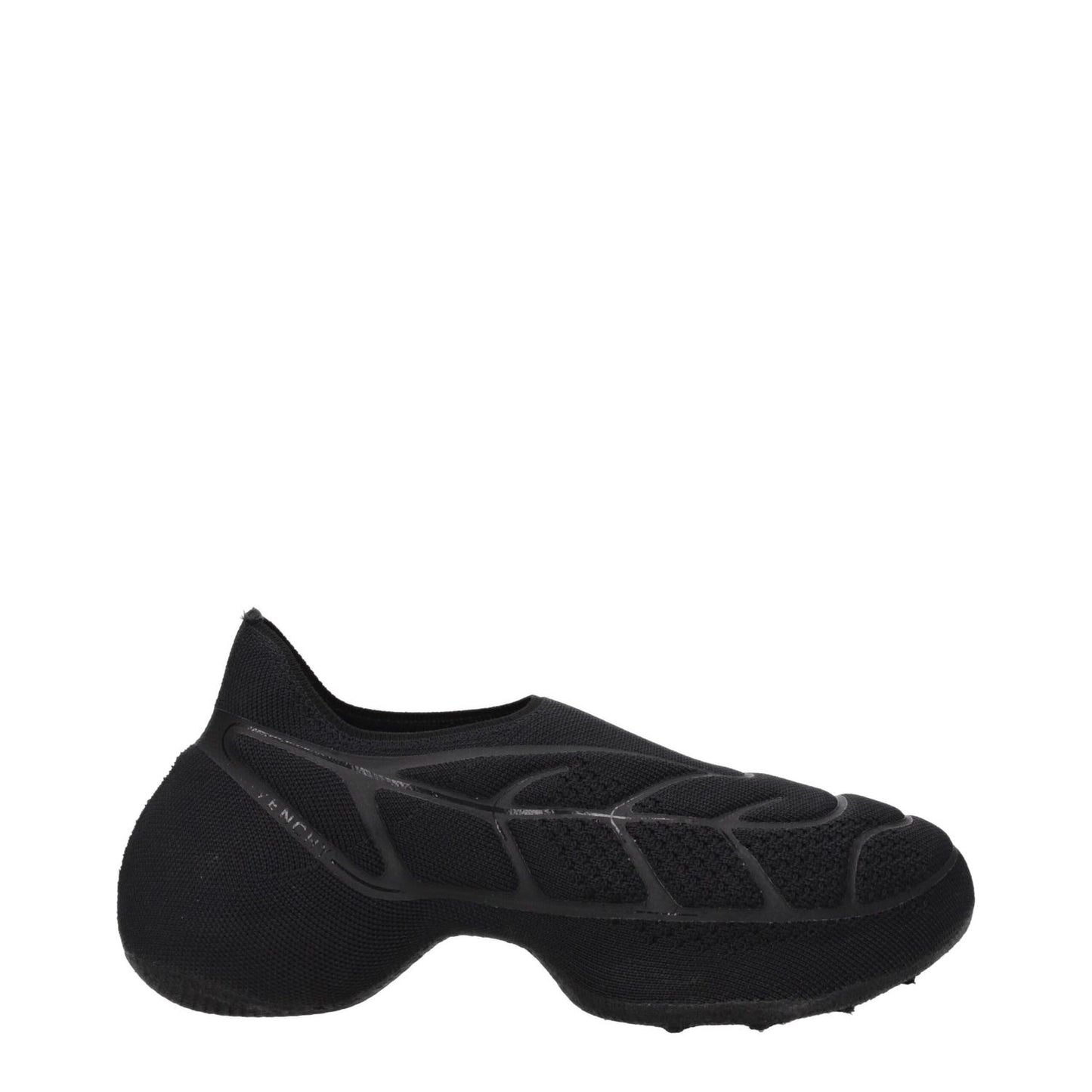 Givenchy Black Fabric Slip-On Loafers with side logo and round toe, featuring a 6 cm mid heel, MPN BH0076H1C4001.