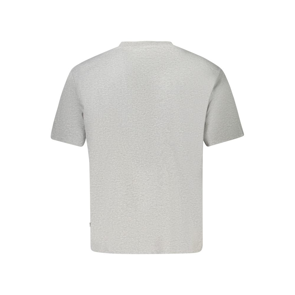 Back view of Guess Jeans Gray Cotton Women T-Shirt showcasing relaxed, oversized fit and premium organic fabric.