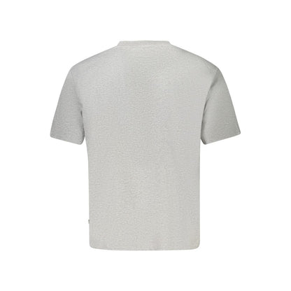 Back view of Guess Jeans Gray Cotton Women T-Shirt showcasing relaxed, oversized fit and premium organic fabric.