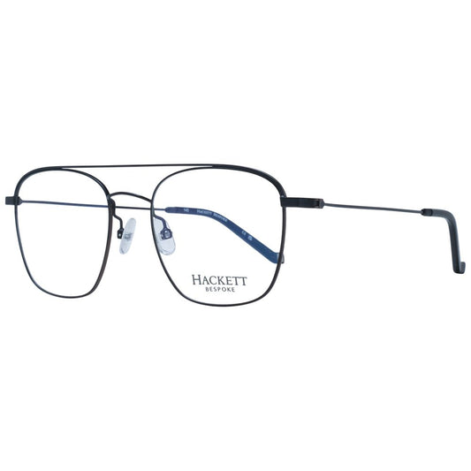 Hackett Black Men Glasses Frame with full-rim stainless steel aviator design and demo lenses, includes branded case.