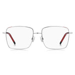 Alt Tag: Hugo Boss Silver Metal Frames with red accents, model HG-1217-J2B, 54/17/140mm, front view.