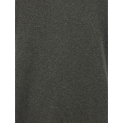 Close-up of fabric texture on James Perse Gray Cotton Sweatshirt with ribbed details, highlighting its soft, comfortable design for casual wear.