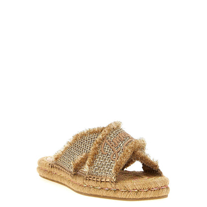 Jimmy Choo Gold Textile Slides