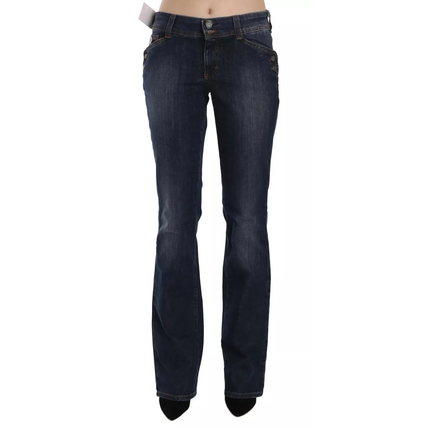 John Galliano Blue Washed Mid Waist Flared Denim Casual Pants Jeans