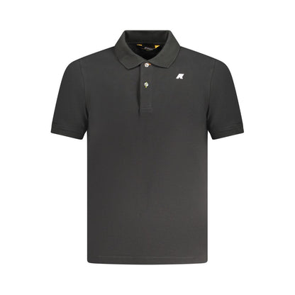 K-WAY Black Cotton Polo Shirt with short sleeves, 2 buttons, and logo application.