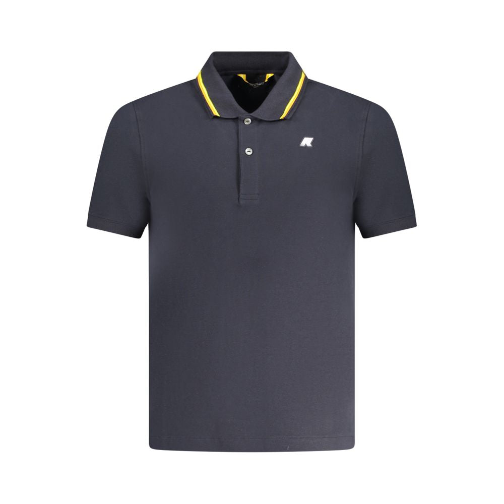 K-WAY Blue Cotton Polo Shirt with short sleeves, 2 buttons, and contrasting details featuring the K-WAY logo.