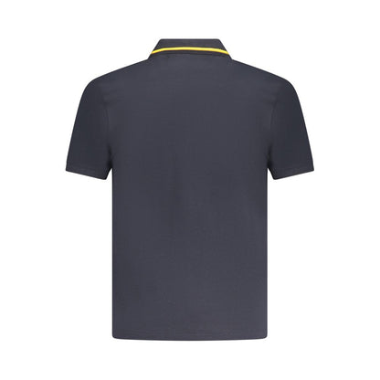 Back view of K-WAY Blue Cotton Polo Shirt with short sleeves, two buttons, contrasting details, and logo application.