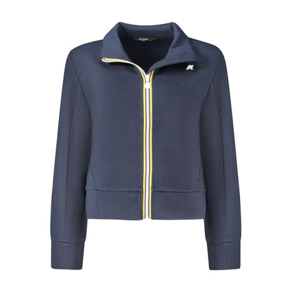 K-WAY Blue Polyester Women Sweater with zippered front and logo, sporty design, long sleeves, sleek contrasting details.