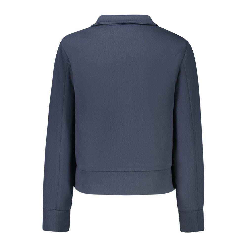 Back view of K-WAY Blue Polyester Women Sweater with long sleeves and a sleek design.