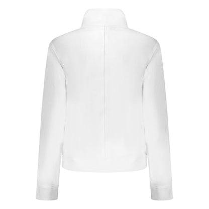 K-WAY White Cotton Women Sweater back view showcasing long sleeves and sleek design.