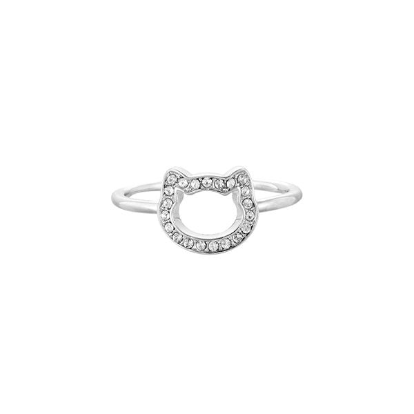 KARL LAGERFELD JEWELS JEWELRY Mod. 5483548 cat-shaped silver ring with crystals