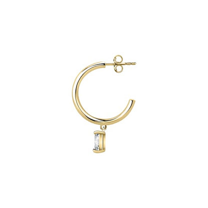 Gold hoop earring with crystal pendant from LA PETITE STORY JEWELRY Mod. LPS02AQM31, showcasing elegant and modern design