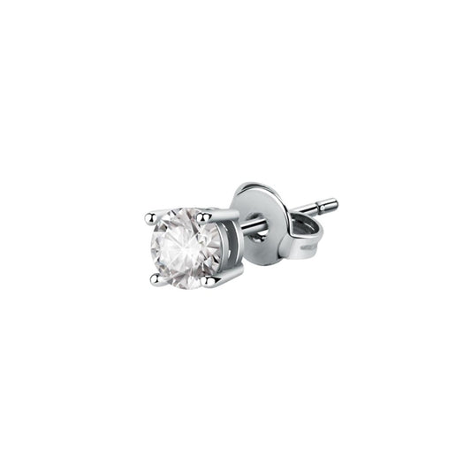 Single stud earring from LA PETITE STORY JEWELRY Mod. LPS02ARQ131 with a clear gemstone set in a silver-toned setting