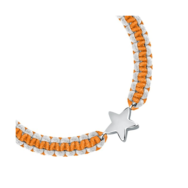 LA PETITE STORY JEWELRY Mod. LPS05ARR79 silver star charm bracelet on orange and white braided band