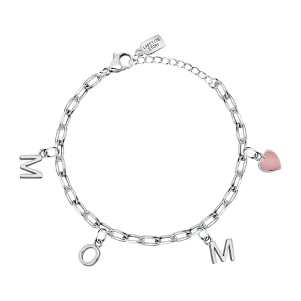 LA PETITE STORY JEWELRY Mod. LPS05ASF56 silver charm bracelet with MOM letters and heart charm