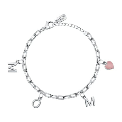 LA PETITE STORY JEWELRY Mod. LPS05ASF56 silver charm bracelet with MOM letters and heart charm