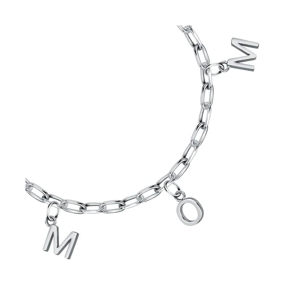 LA PETITE STORY JEWELRY Mod. LPS05ASF56 silver charm bracelet with letter charms on a chain