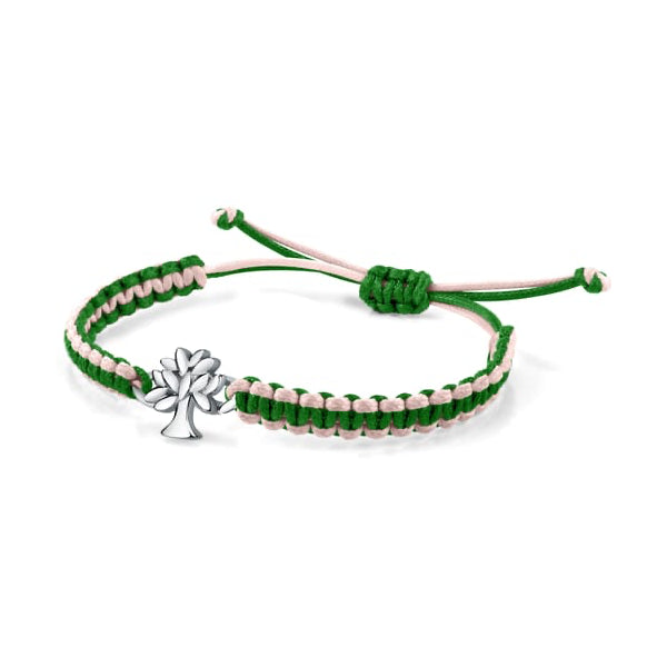 LA PETITE STORY JEWELRY Mod. LPS05ASF60 green and pink braided bracelet with silver tree charm
