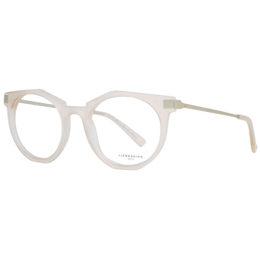 Liebeskind Beige Unisex Glasses Frame in acetate with full-rim style, round shape, demo lenses, and size 49-20-140.