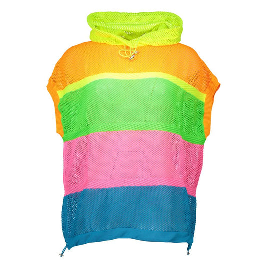 Love Moschino Multicolor Polyester Sweater with short sleeves, hood, and logo design.