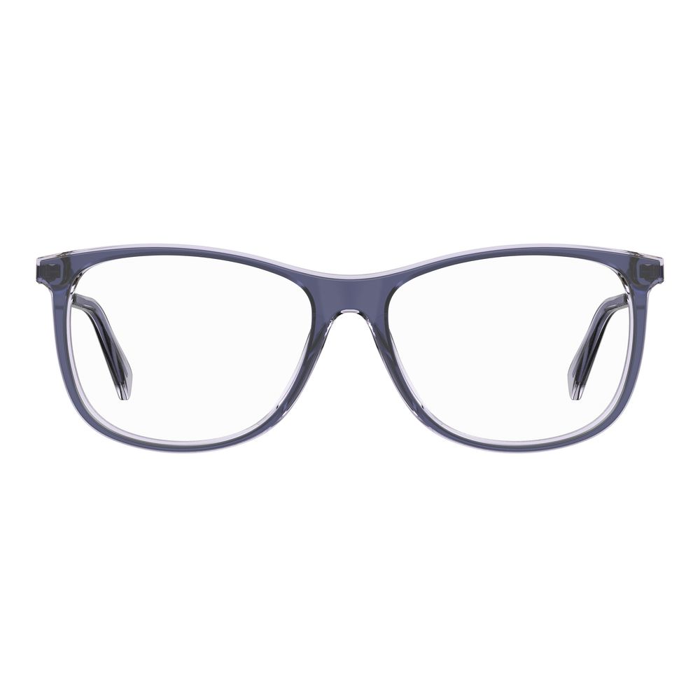 Front view of Love Moschino Purple Acetate Frames, women's glasses with violilac color, size 55/15/140 mm.