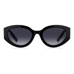 Alt Tag: Black acetate sunglasses for ladies, MARC JACOBS MOD. MARC 694_G_S, front view with dark lenses.