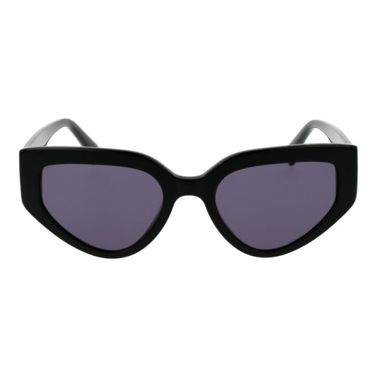 Maje Black Women Sunglass, black acetate frame, grey plastic lenses, full-rim cat eye style, UV protection.