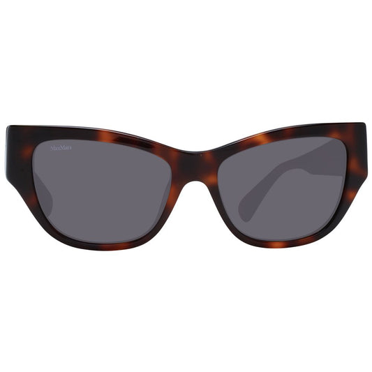 Max Mara Brown Women Sunglass with grey lenses and full-rim plastic frame in cat eye style, offering 100% UVA & UVB protection.