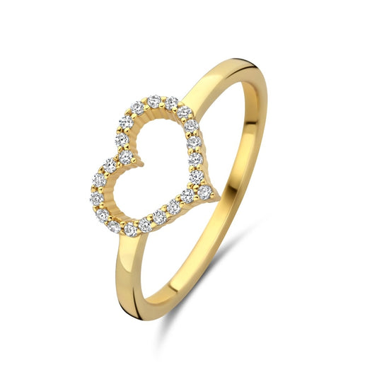 NEW BLING Mod. 9NB-1447-56 gold ring with diamond heart design