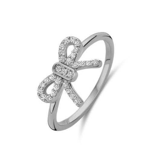 Elegant ring featuring a bow design with sparkling stones, representing NEW BLING Mod. 9NB-1552-58 jewelry collection.