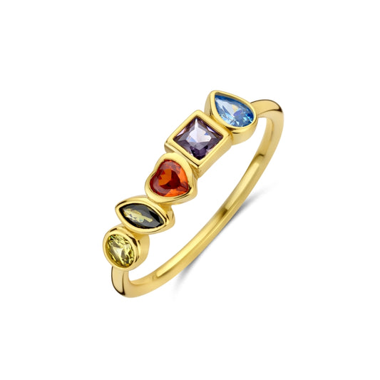 NEW BLING Mod. 9NB-1572-58 gold ring with colorful gemstones