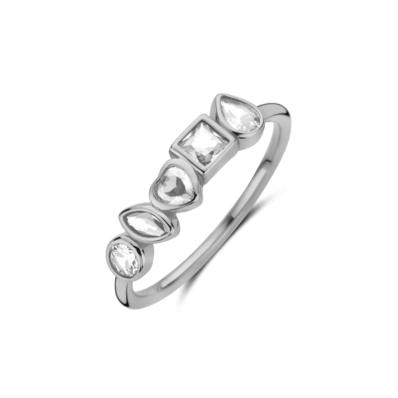 NEW BLING Mod. 9NB-1574-54 silver ring with unique geometric gemstone design, elegant jewelry piece for fashion accessories