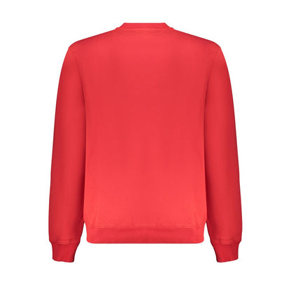 Napapijri Red Organic Cotton Men Sweater with long sleeves and crew neck.