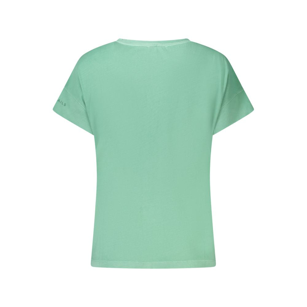 Back view of North Sails Green Cotton Women T-Shirt with short sleeves and embossed logo.