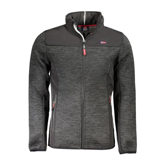 Norway 1963 Black Polyester Men's Sports Jacket with removable hood and contrasting details for style and functionality.