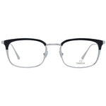 Omega Black Men Glasses Frame with full-rim rectangle style, acetate and metal construction, demo lenses, black color, size 53-21-145.