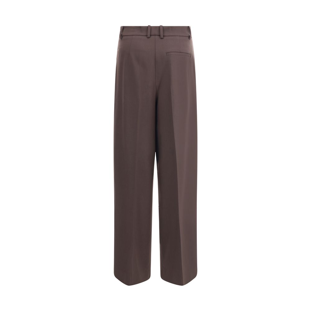 P.A.R.O.S.H. Brown Fleece Wool Dress Pants with zipper and button closure, belt loops, welt pockets, ideal for elegant or office looks.