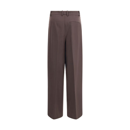 P.A.R.O.S.H. Brown Fleece Wool Dress Pants with zipper and button closure, belt loops, welt pockets, ideal for elegant or office looks.