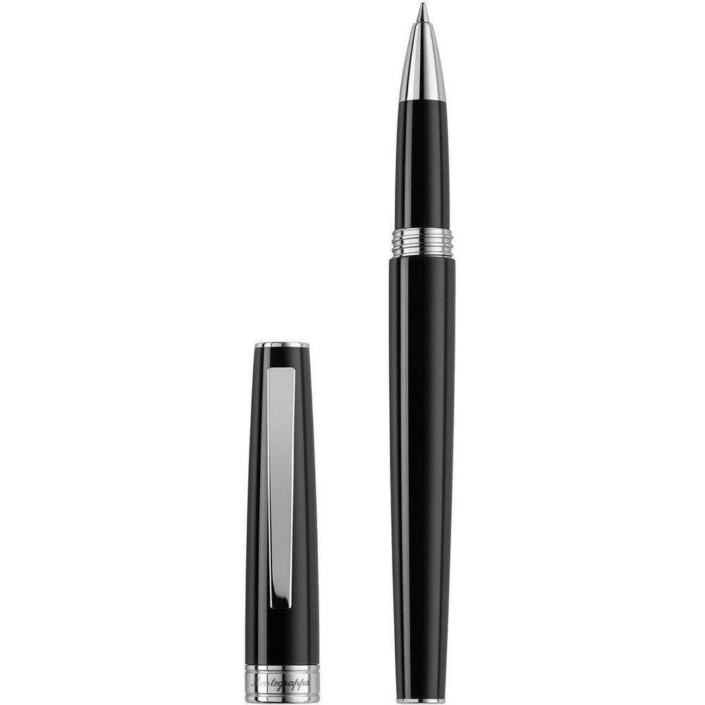 PENNE MONTEGRAPPA MOD. ISA1RRAC sleek black rollerball pen with silver accents and removable cap