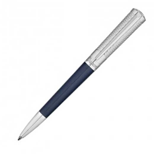 Luxury ballpoint pen PENNE S-T- DUPONT MOD. 465017 with silver detailing and blue barrel.