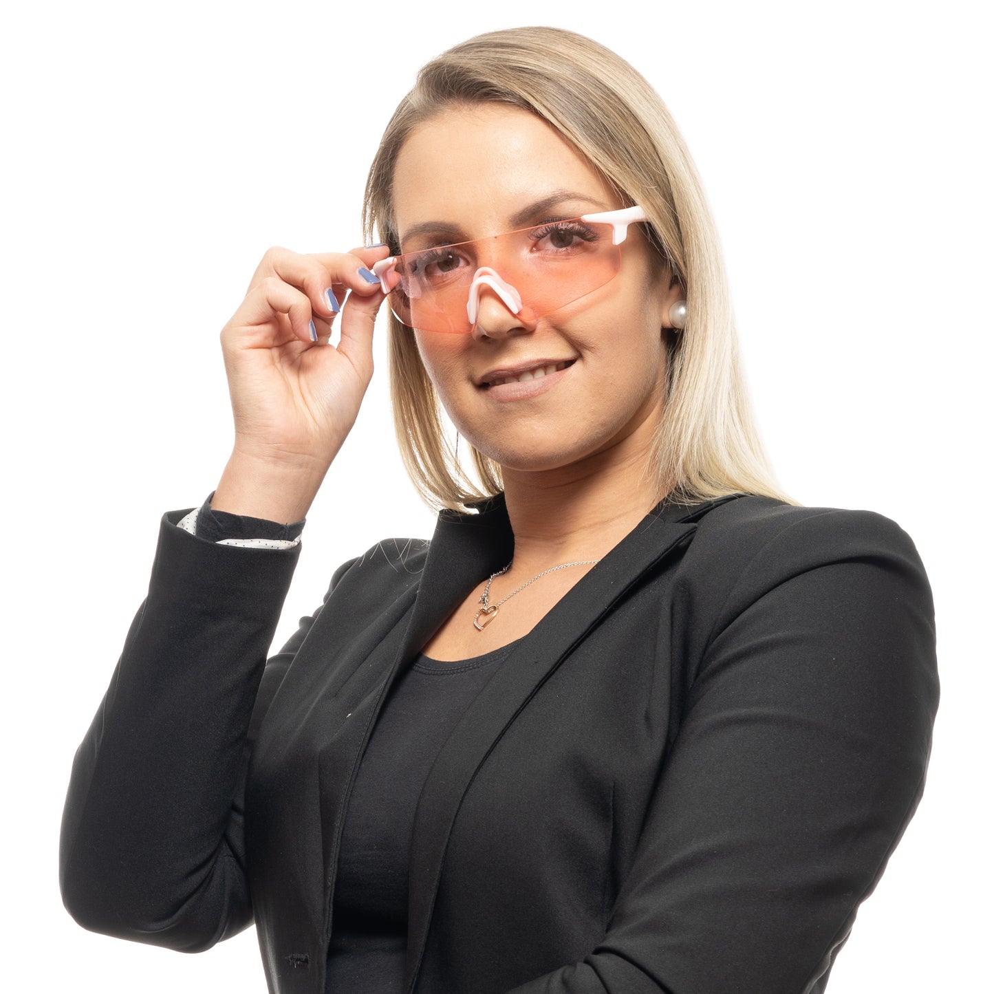 Unisex model wearing PEPE JEANS MOD. PJ7372 130C4 stylish eyewear, showcasing modern design and versatile fashion appeal.